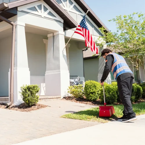 Professional dog waste cleanup service for residential properties.